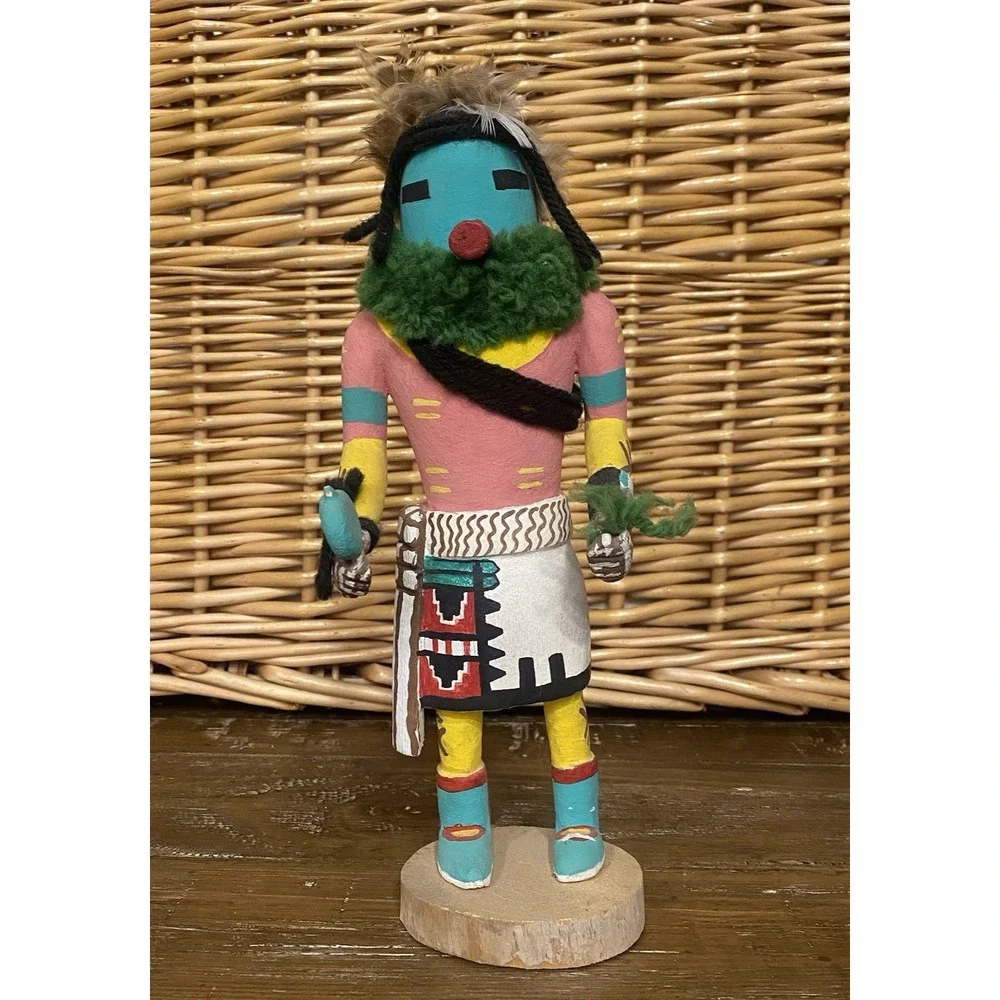 Hopi Kuwan Heheya Kachina Hand Painted Signed KY 11